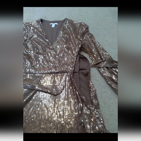 Rose Gold/Champagne Sequin Cocktail Dress Women’s Size Small - Picture 6 of 11